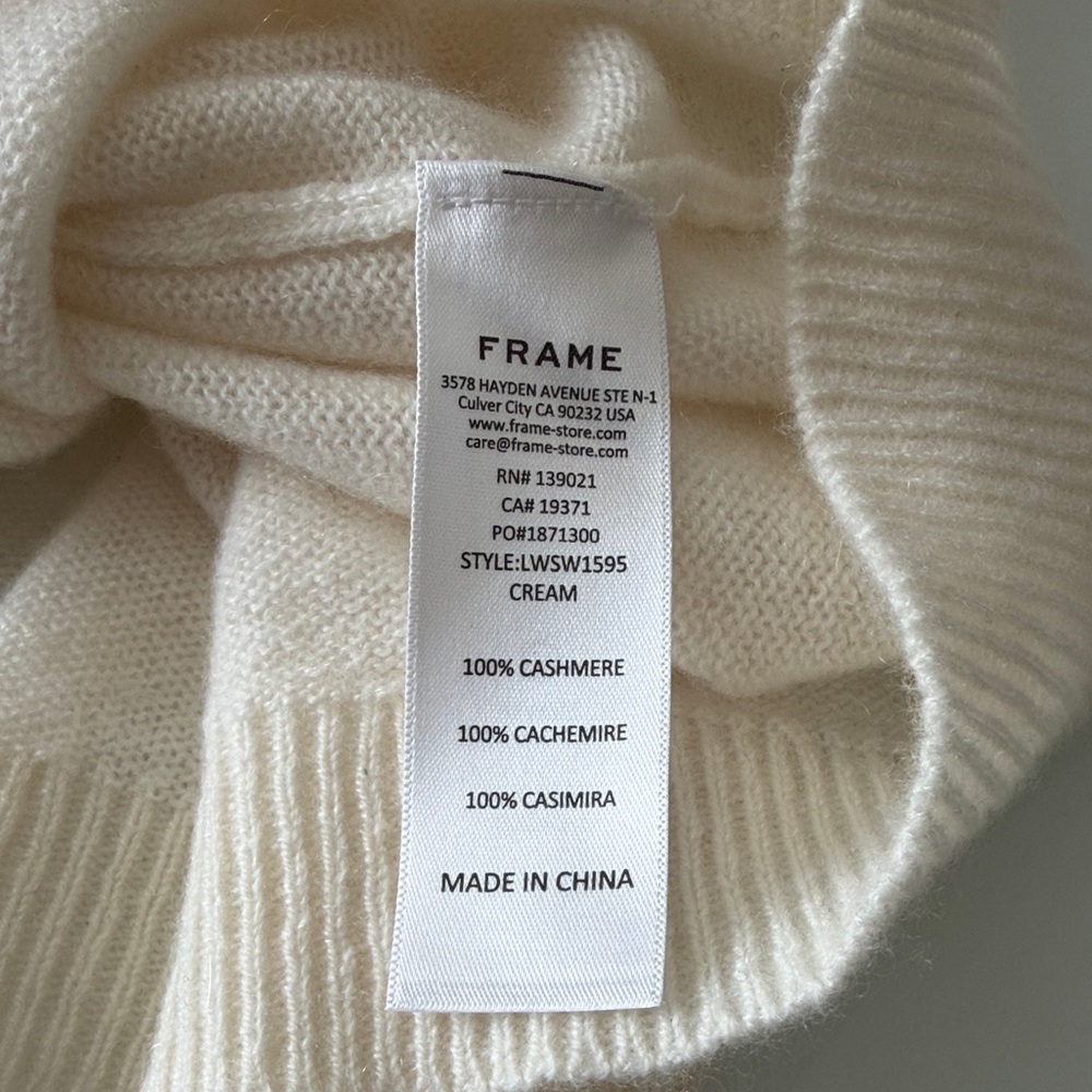 Frame Denim Cream Puff Sleeve Crewneck Sweater - Picture 7 of 7